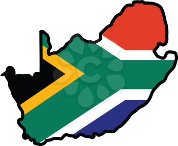 An illustration of map with flag of South Africa