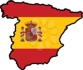An illustration of map with flag of Spain