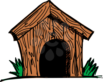 Wooden dog house on the white background