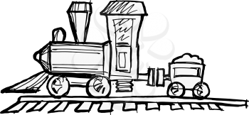 Hand drawn illustration of a toy steam engine train