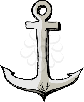 hand drawn, vector, sketch illustration of anchor