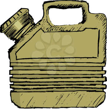 hand drawn; vector; cartoon image of gas can
