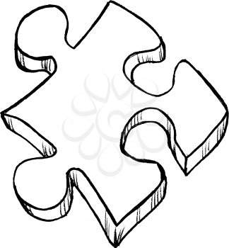 hand drawn, vector, sketch illustration of puzzle
