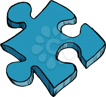 hand drawn, vector, sketch illustration of puzzle