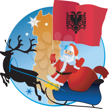 Santa Claus with flag of Albania