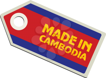 vector illustration of label with flag of Cambodia