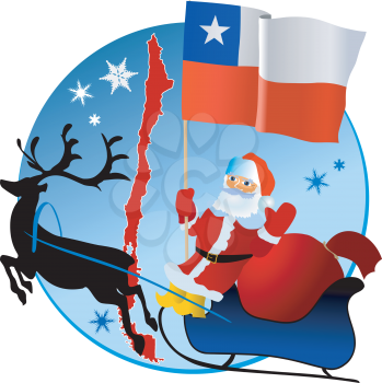 Santa Claus with flag of Chile
