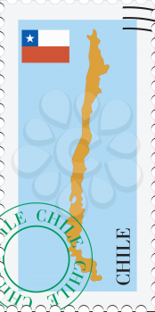 Image of stamp with map and flag of Chile
