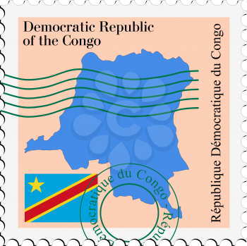 Image of stamp with map and flag of Congo