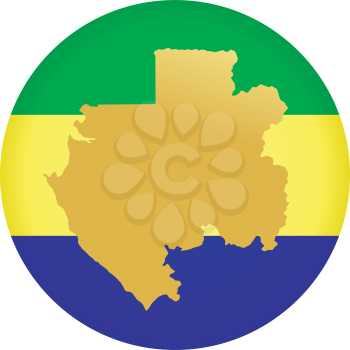 An illustration with button in national colours of Gabon