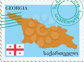 Image of stamp with map and flag of Georgia