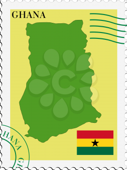 Image of stamp with map and flag of Ghana