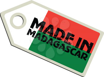 vector illustration of label with flag of Madagascar