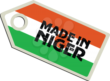vector illustration of label with flag of Nigeria