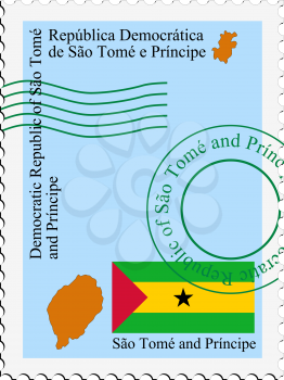 Image of stamp with map and flag of Sao Tome and Principe