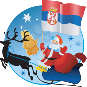 Santa Claus with flag of Serbia