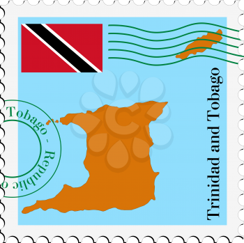 Image of stamp with map and flag of Trinidad and Tobago