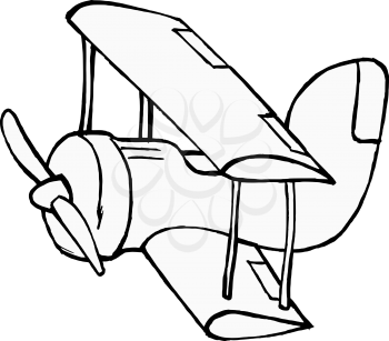 hand drawn, cartoon, vector illustration of toy airplane