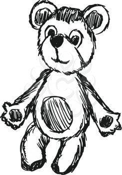 hand drawn, vector, sketch illustration of teddy bear