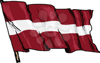 hand drawn, sketch, illustration of flag of Latvia