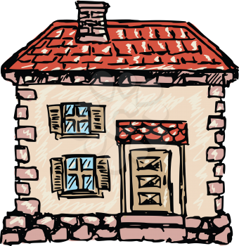 sketch, doodle illustration of old house