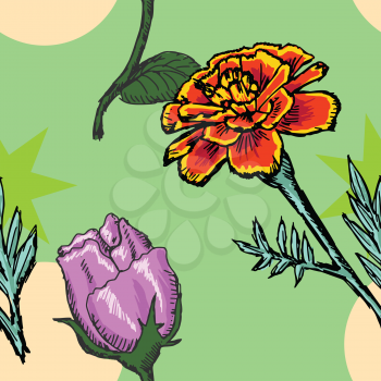 seamless texture with elements in style of flowers