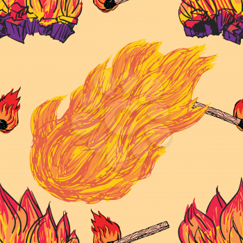 coloured seamless pattern with motive of flame