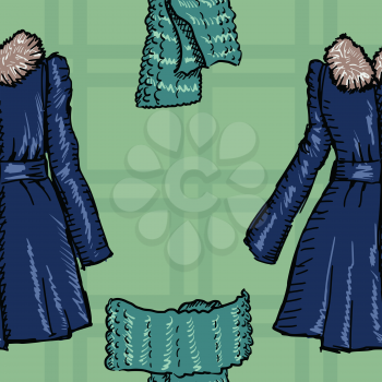 seamless pattern with motive of winter clothes
