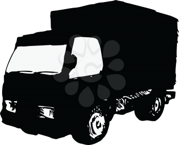 black silhouette of small truck
