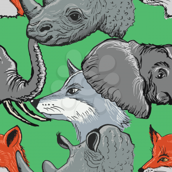 coloured seamless pattern with motive of animals