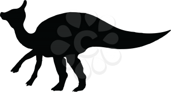 black silhouette of saurolophus