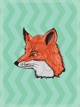 vintage, grunge background with fox