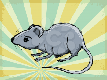 vintage, grunge background with house mouse