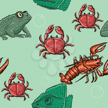 sample of seamless background with water animals