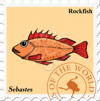 vector, post stamp fish