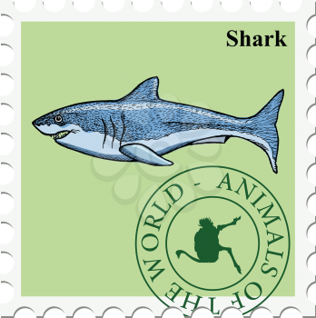 vector, post stamp shark