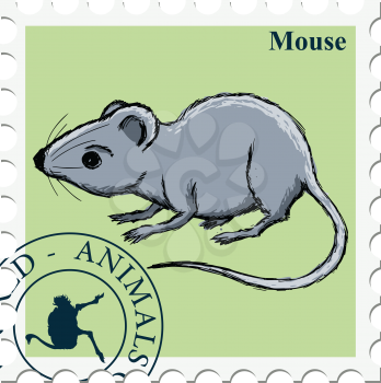 vector, post stamp with mouse