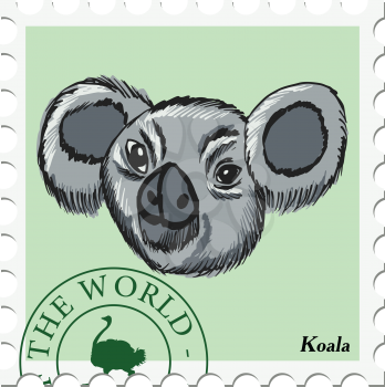 vector, post stamp with koala