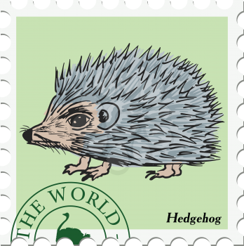 vector, post stamp with hedgehog