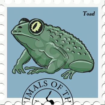vector, post stamp with toad
