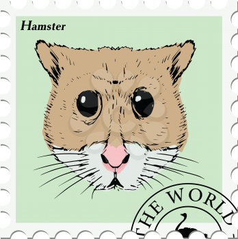 vector, post stamp with hamster
