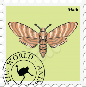 vector, post stamp with moth