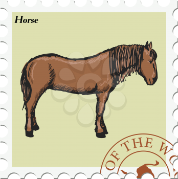 vector, post stamp with horse