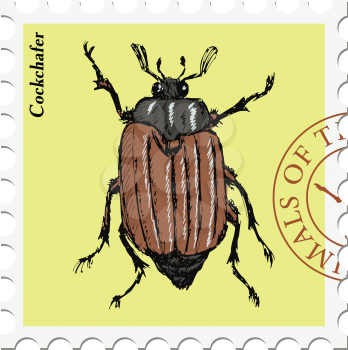 vector, post stamp with cockchafer