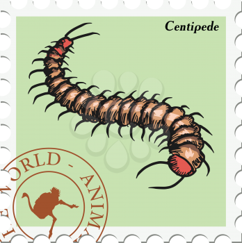 vector, post stamp with centipede