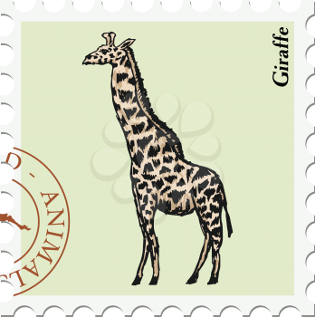 vector, post stamp with giraffe