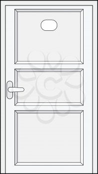vector illustration of closed door, front view