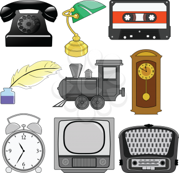 set of illustration of vintage objects