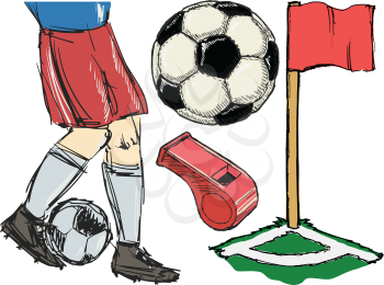 Set of illustrations of soccer topic