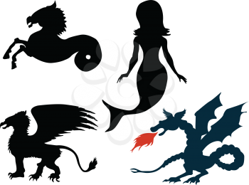 set of vector illustrations of mythological creatures